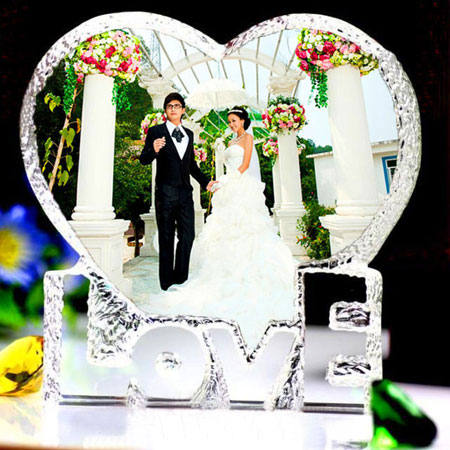 Regali di nozze personalizzati per coppia Ornamento a forma di cuore in cristallo